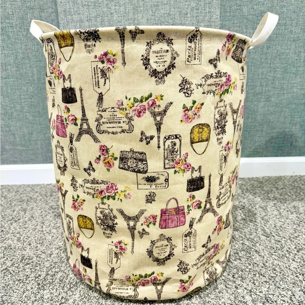 SOLD!Paris - Waterproof Foldable Laundry Hamper. 15.7"L x 15.7"W x 19.7"H. - Picture 1 of 6
